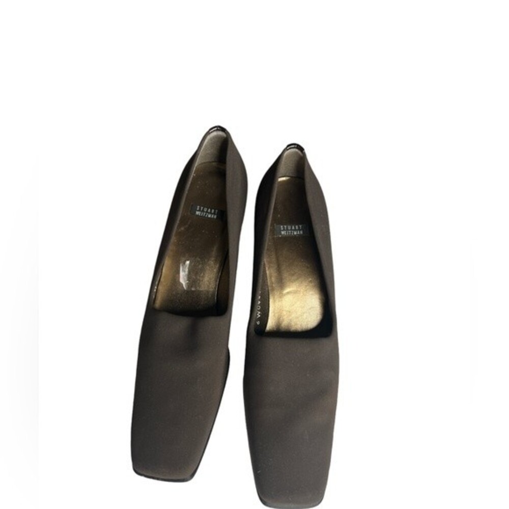 Stuart Weitzman Brown Block Heel Square Toe Pump … - image 3